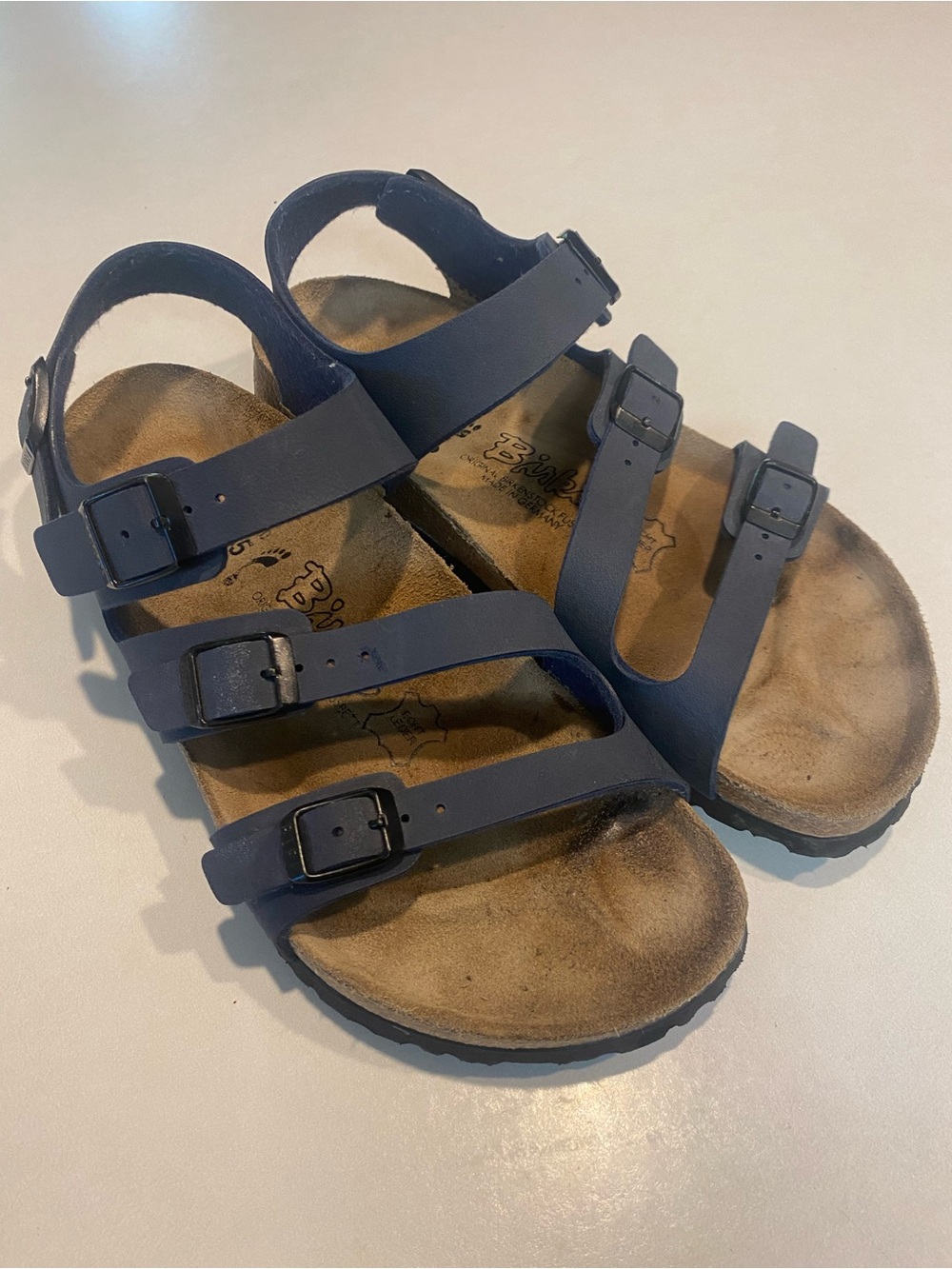 BIRKENSTOCK BIRKI’S ELLICE SLINGBACK SANDAL THREE STRAP BUCKLE NAVY SZ 38